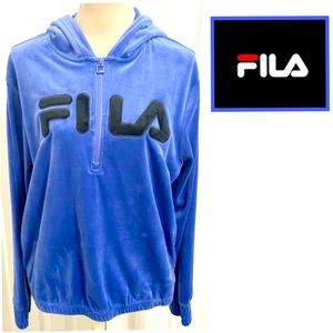NWOT, FILA, Periwinkle Pullover 8” Zipper with Side Pocket’s & Hoodie Sweatshirt